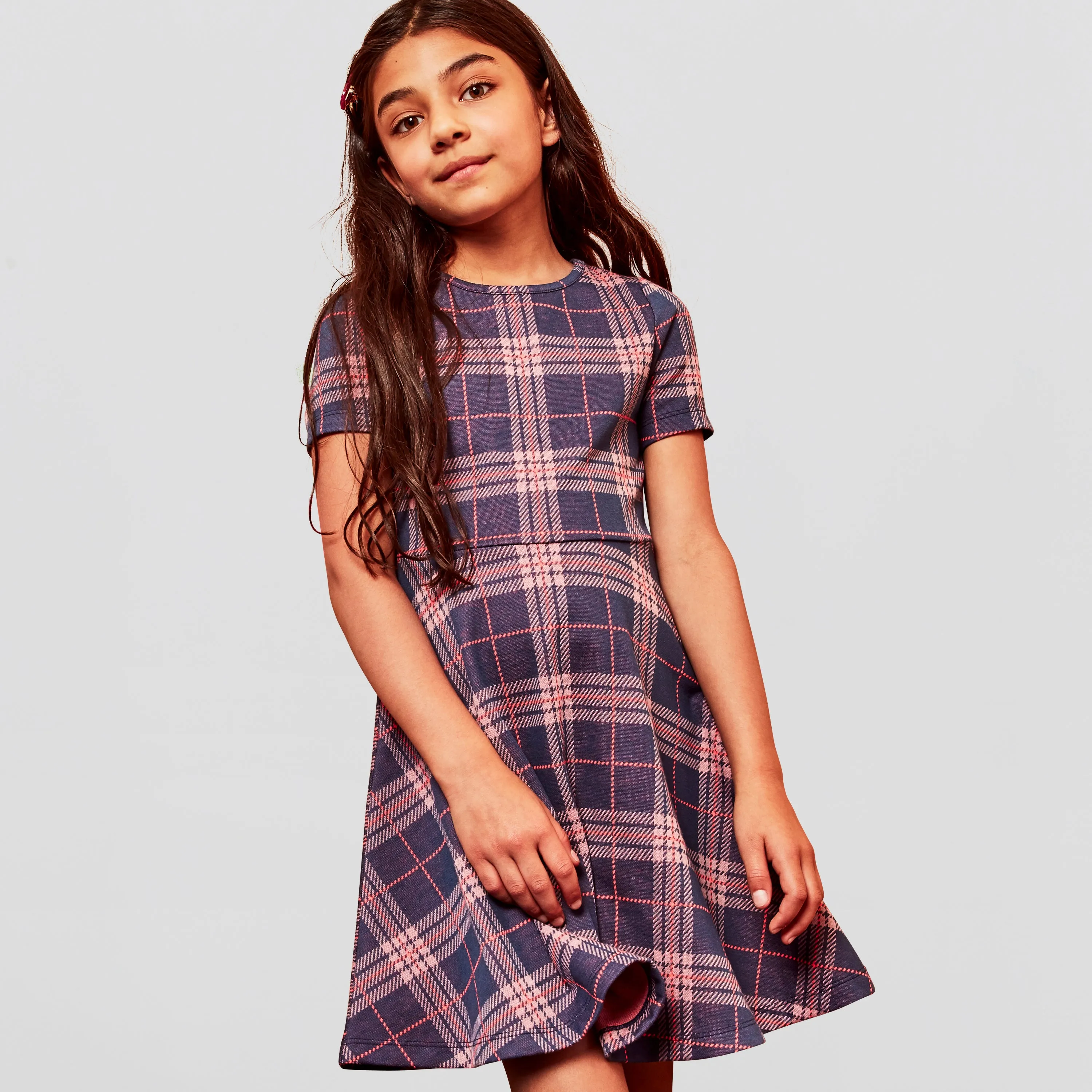 Knit Plaid Skater Dress