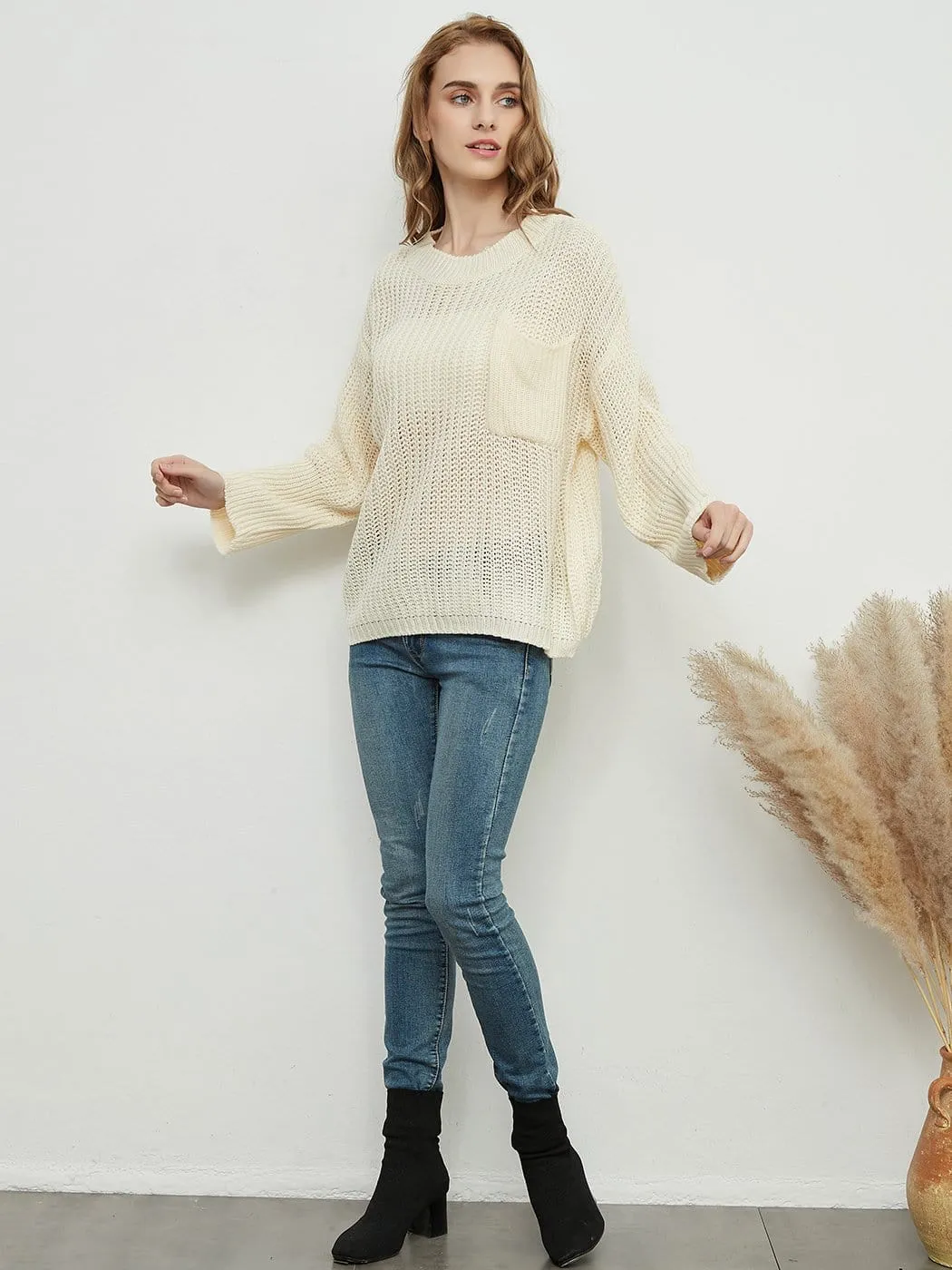 Knitted Turtleneck Sweater With Batwing Sleeves