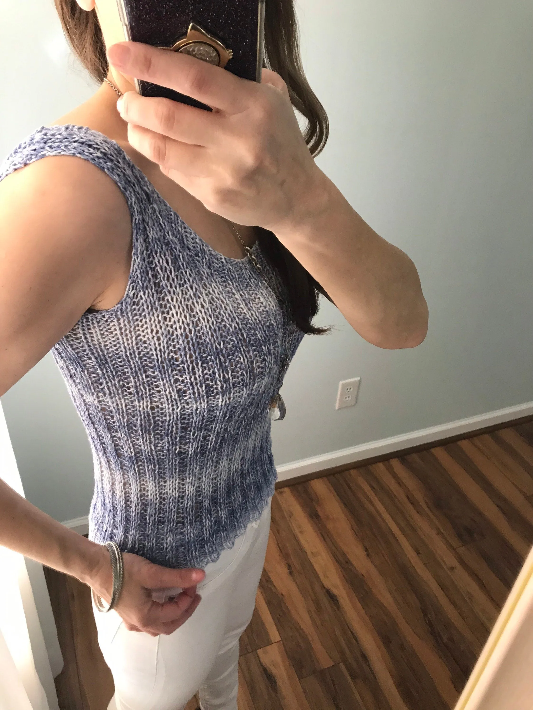 KNITTING PATTERN DIY The Bluebell Seamless Cotton Top Women's Knit Top,  Sleeveless Top, Summer Knit Top, Cotton Top, Easy Knit Tie Top