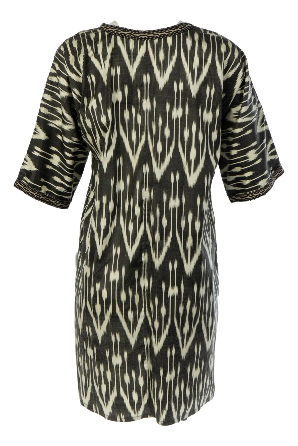 La Reine Silk Ikat Coat - Black, White