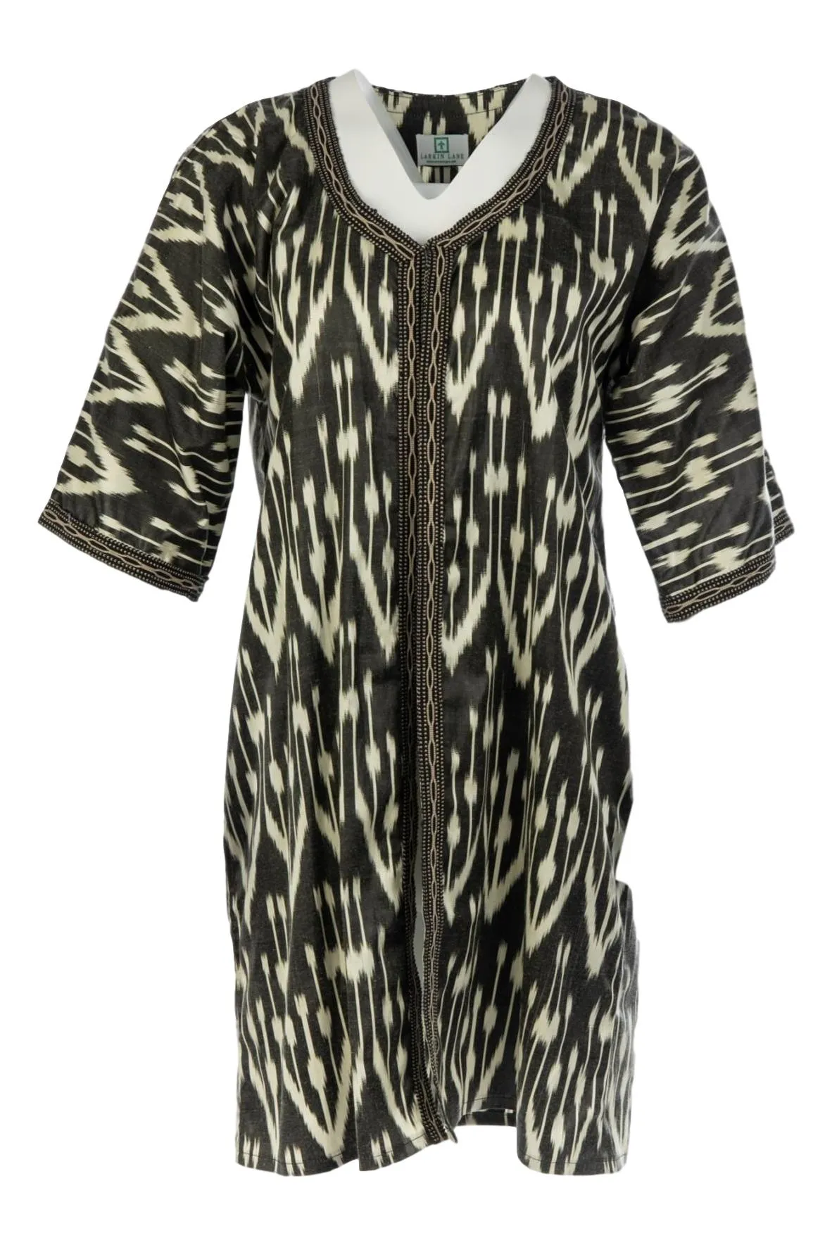 La Reine Silk Ikat Coat - Black, White