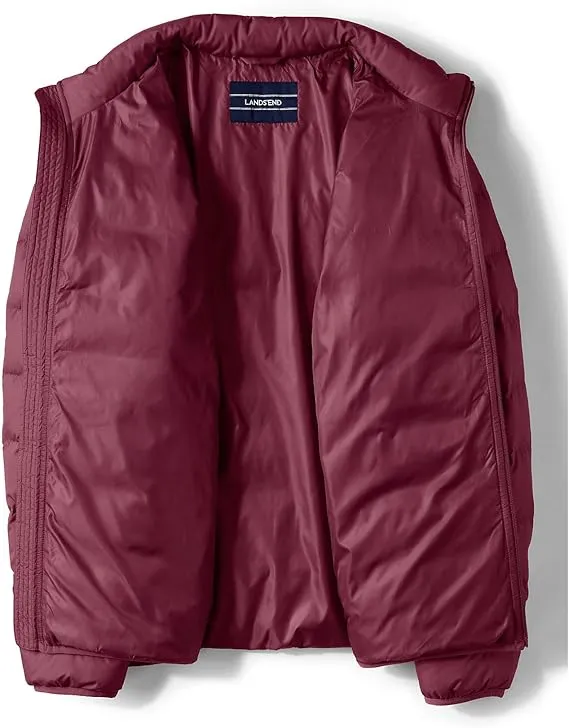 Lands' End Mens Puffer Down Jacket Rich Burgundy