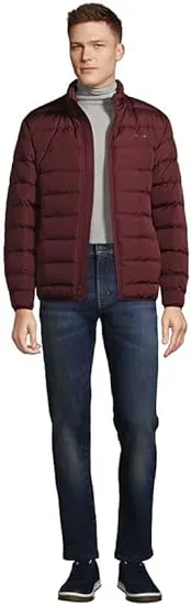 Lands' End Mens Puffer Down Jacket Rich Burgundy