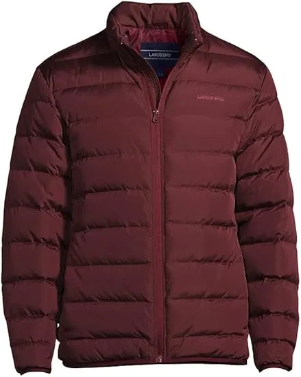 Lands' End Mens Puffer Down Jacket Rich Burgundy