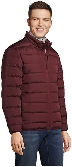 Lands' End Mens Puffer Down Jacket Rich Burgundy