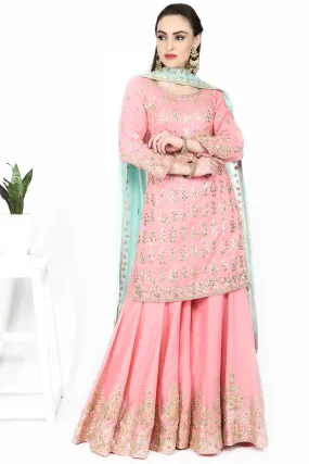 Light Pink Embroidered Sharara Set.