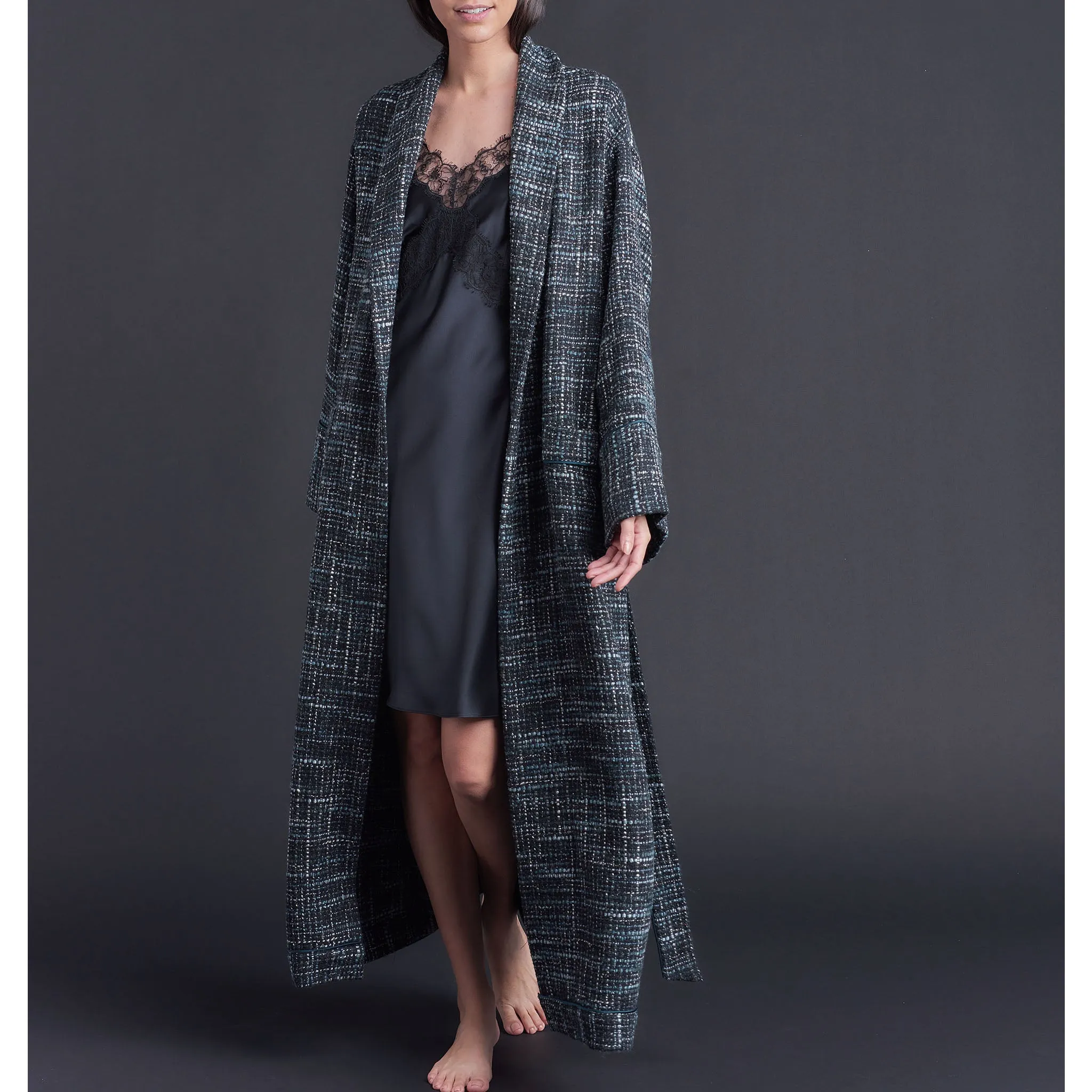 Long Claudette Robe in Wool Bouclé