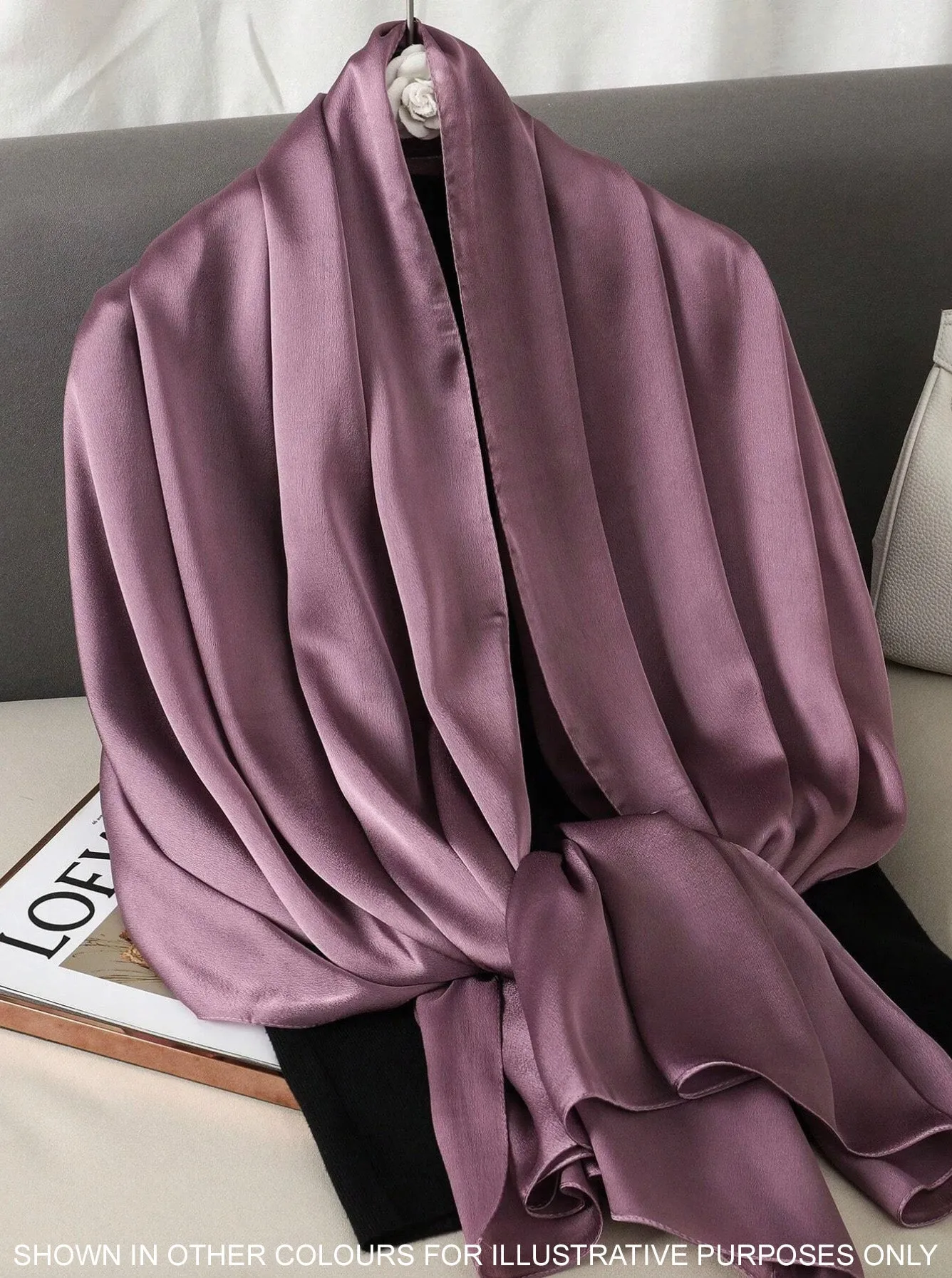 LONG PLAIN DUSTY PINK SATIN SCARF SHAWL WRAP