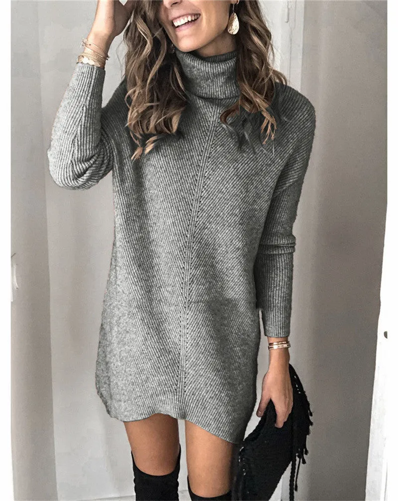 Loose Turtleneck Sweater Dress