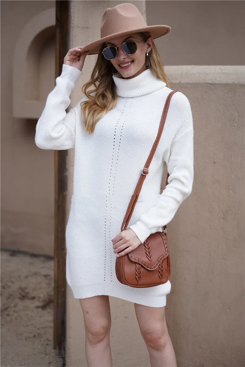 Loose Turtleneck Sweater Dress