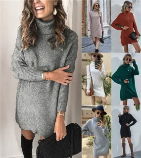 Loose Turtleneck Sweater Dress