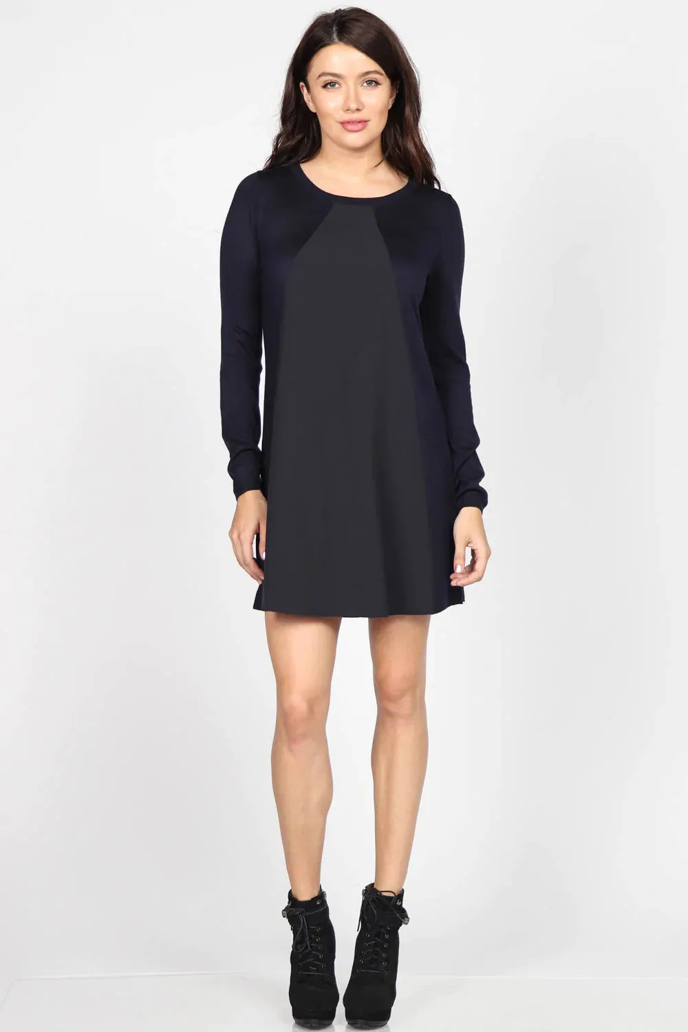 L/S Contrast Chiffon Dress