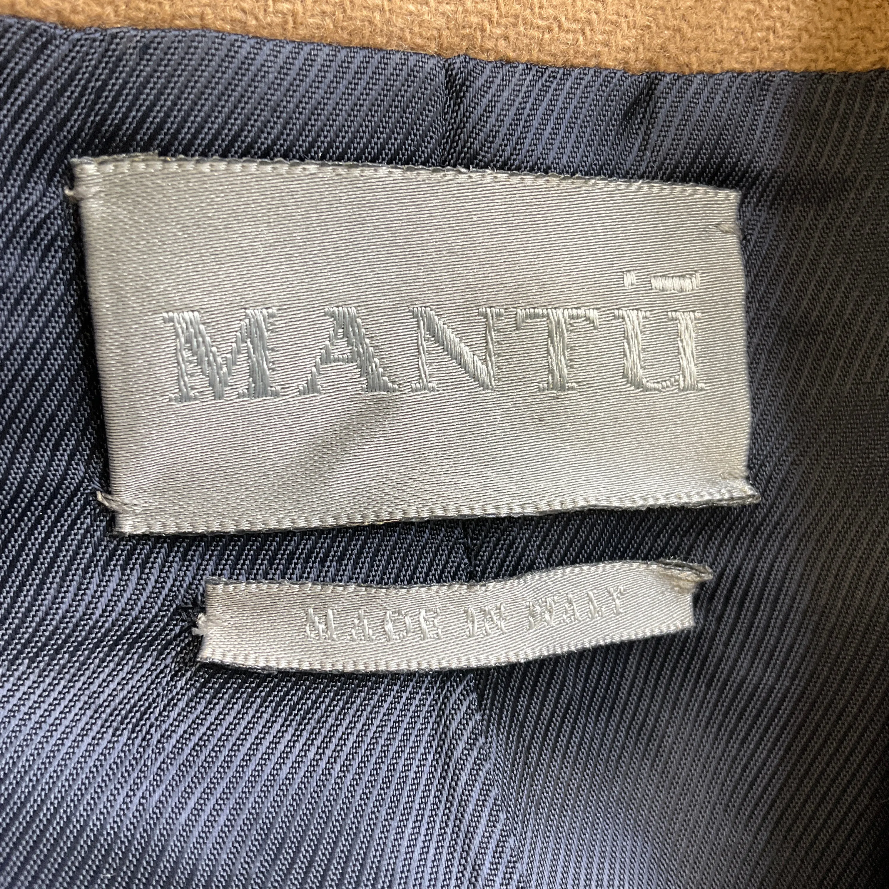 Mantu Tan Double Breasted Wool and Angora Coat