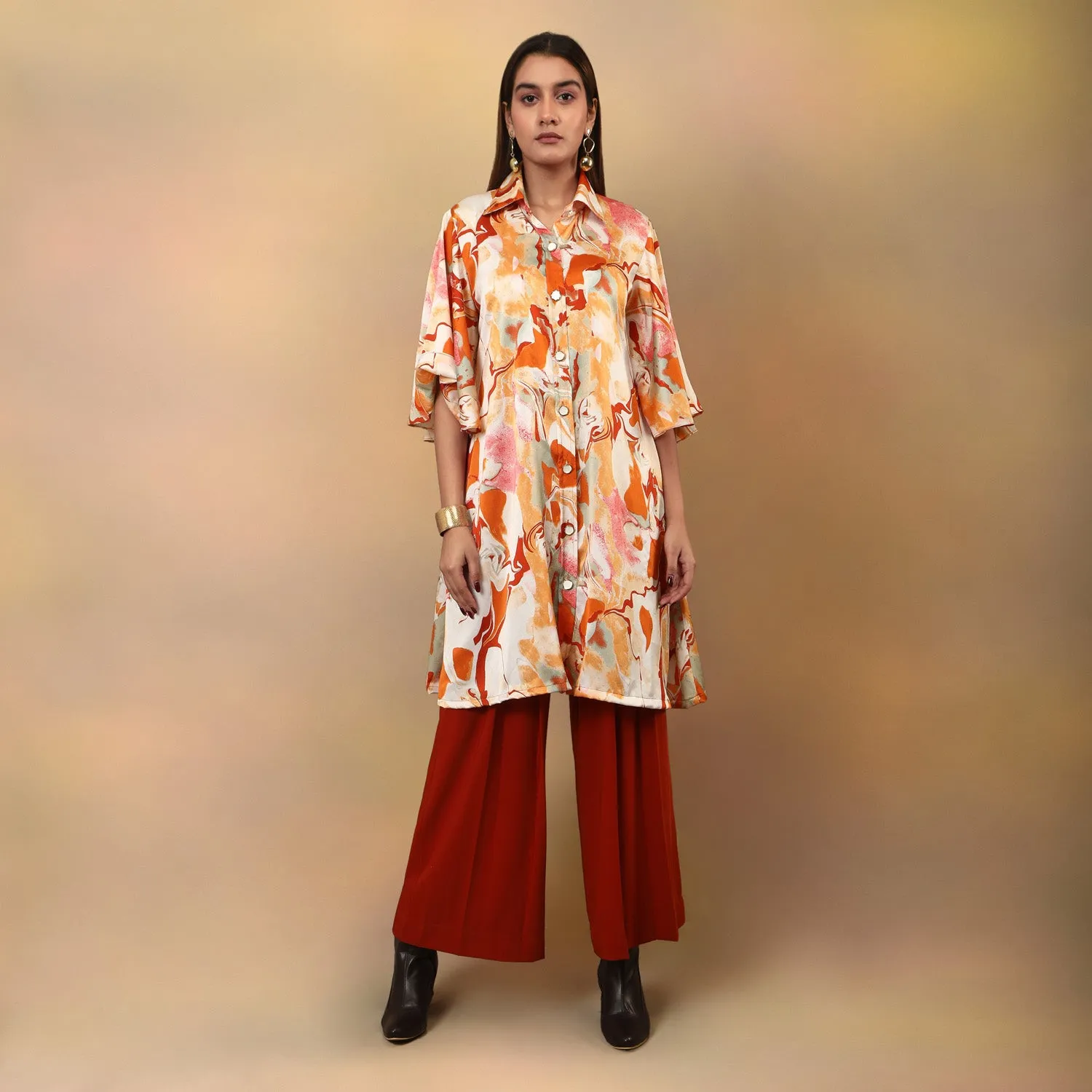 Marble Printed Flowy Shirt Kurta