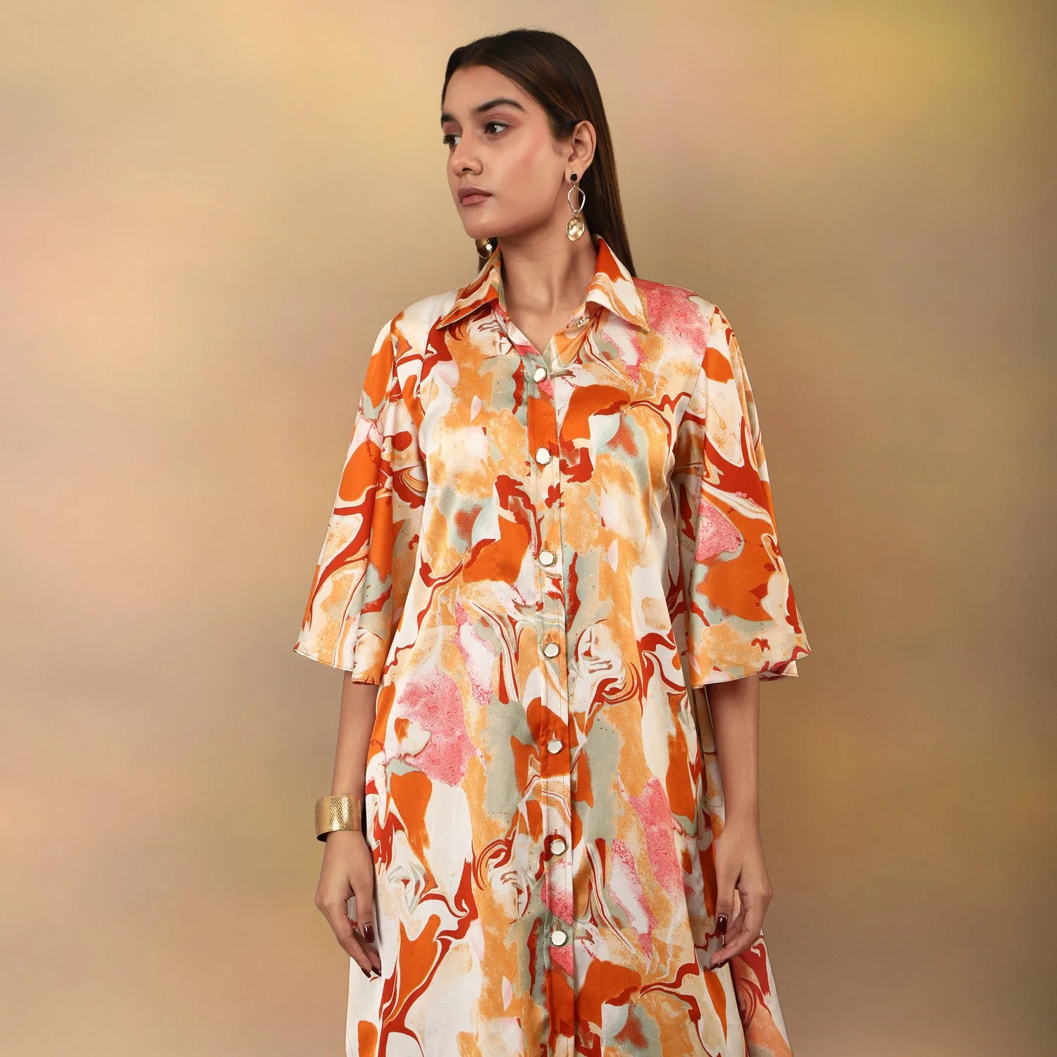 Marble Printed Flowy Shirt Kurta