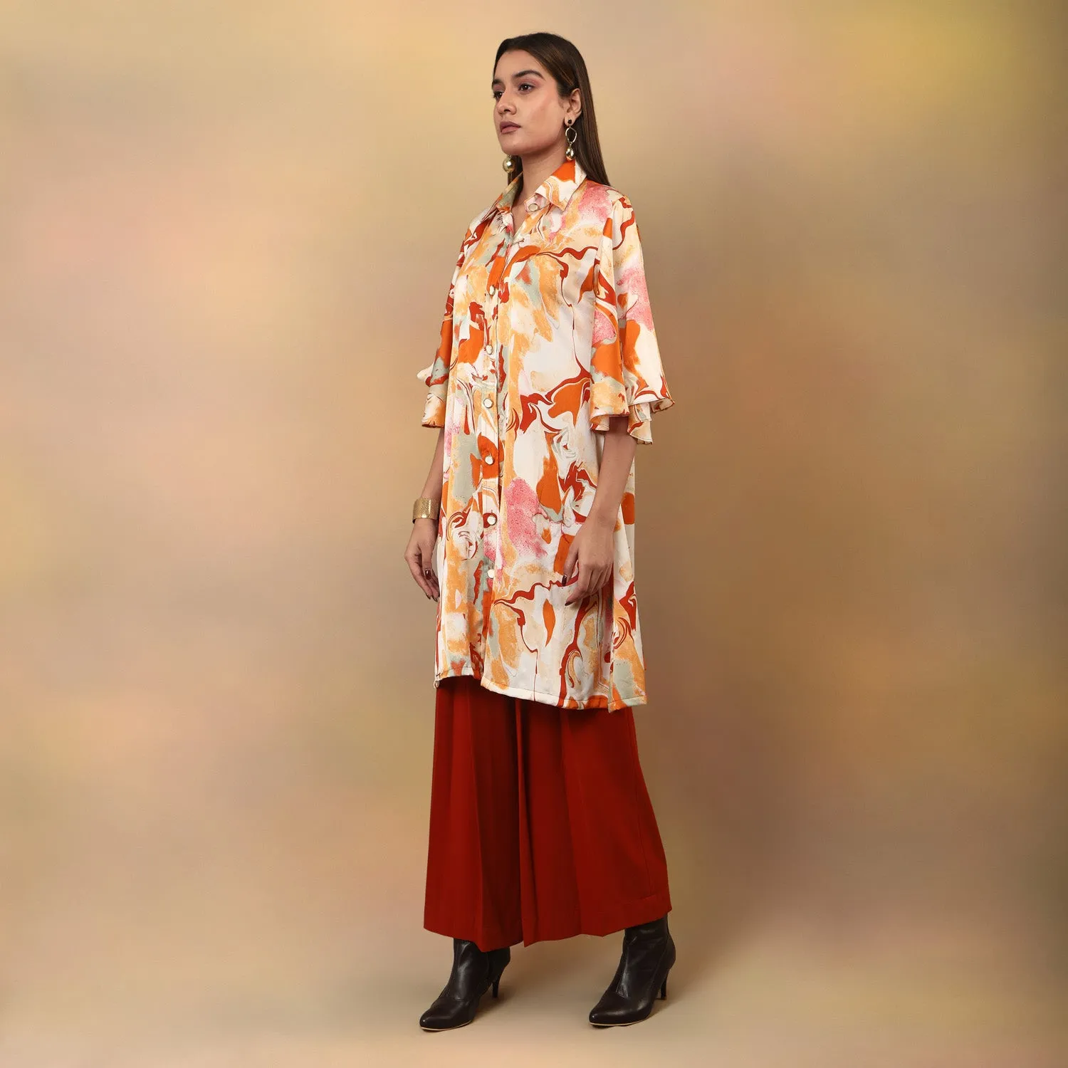 Marble Printed Flowy Shirt Kurta