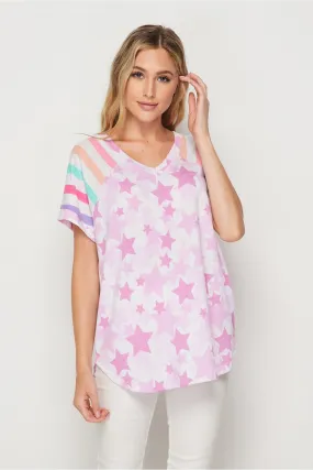 Mauve Stars & Stripes Raglan Top