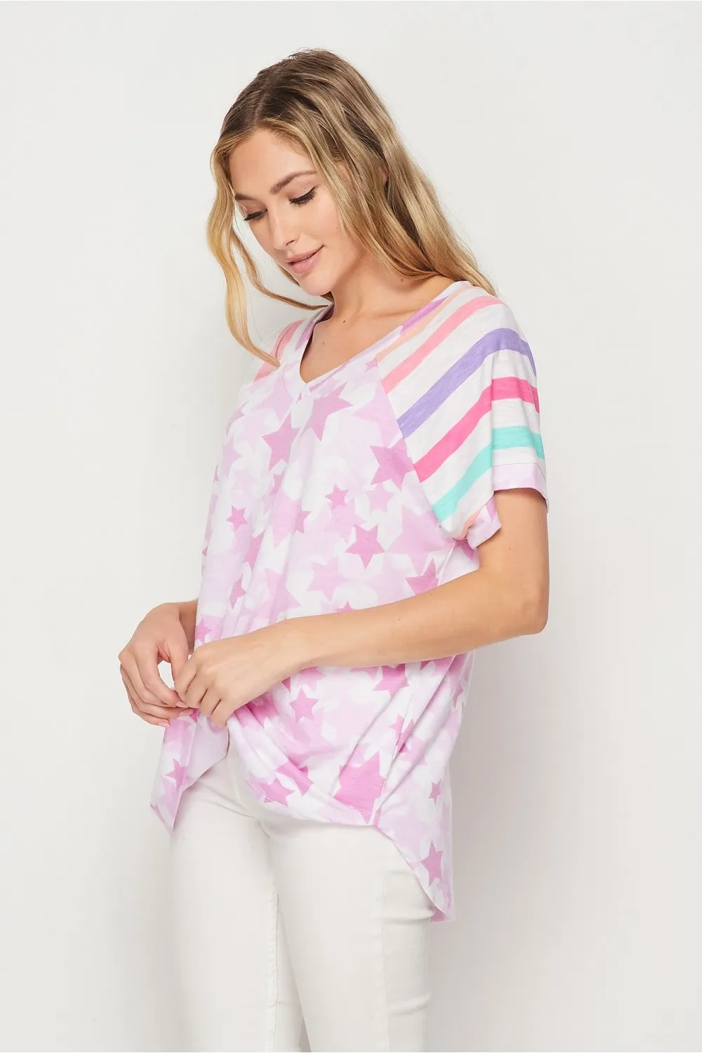 Mauve Stars & Stripes Raglan Top