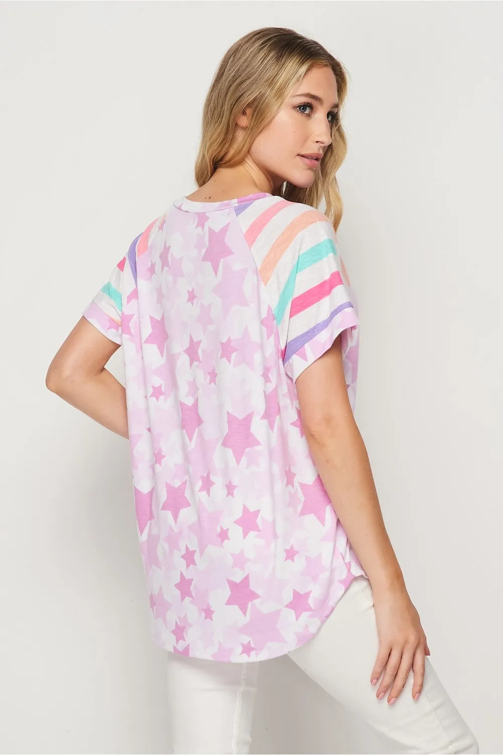 Mauve Stars & Stripes Raglan Top