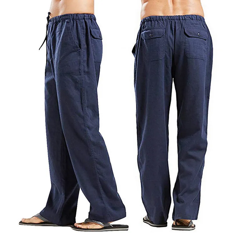 Men's Linen Large Size Pocket Trousers