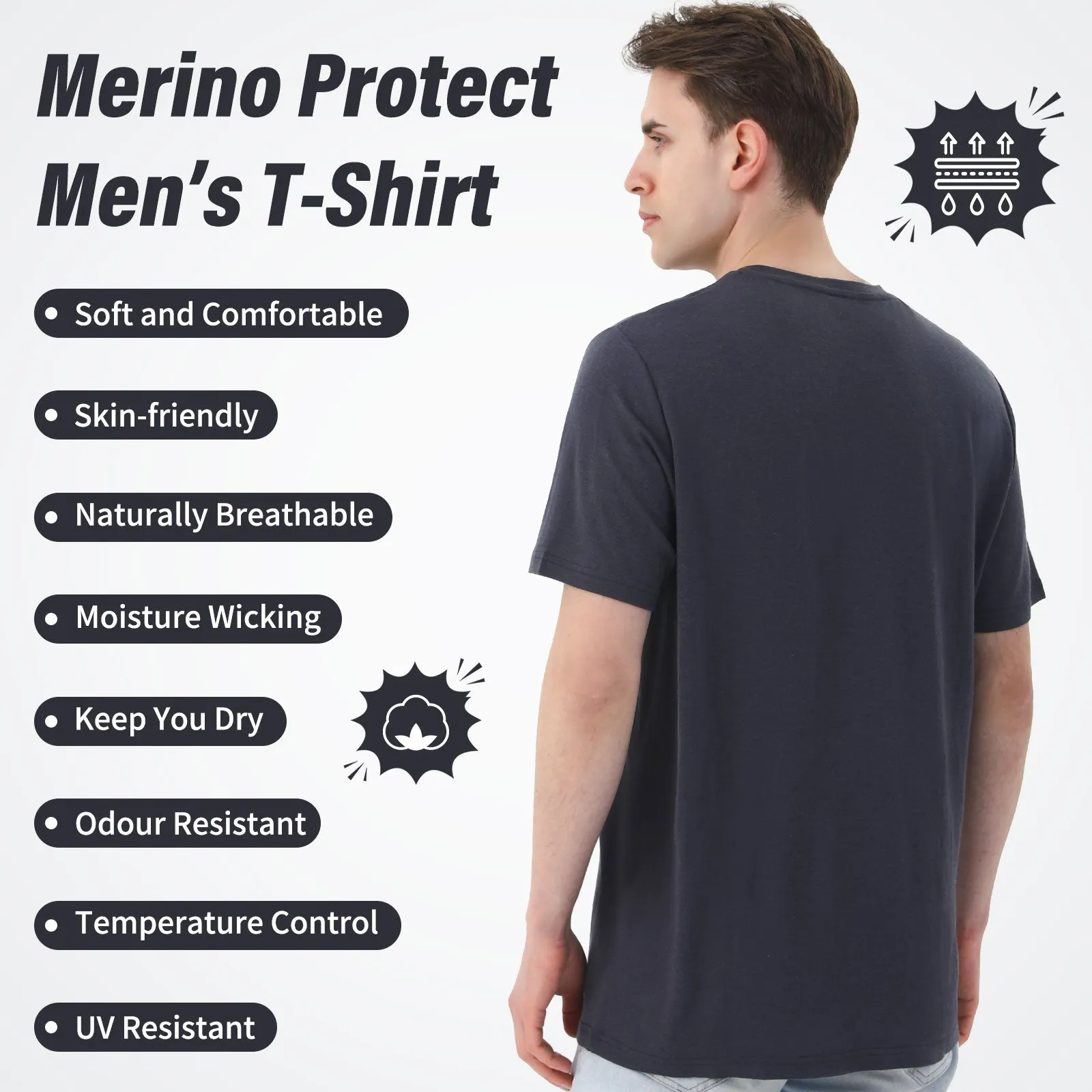 Men's Merino 170g Classic Short Sleeve T-Shirt Charcoal