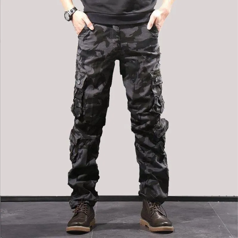 Men's Outdoor Multi-bag Overalls Wear-resistant Cotton Casual Work Pants 30899677L