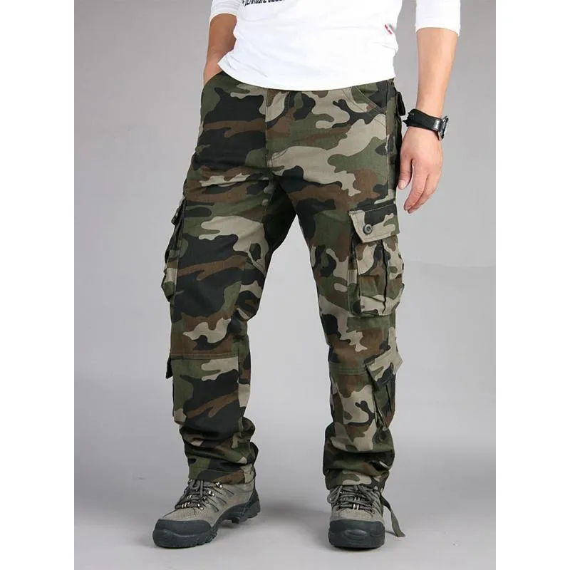 Men's Outdoor Multi-bag Overalls Wear-resistant Cotton Casual Work Pants 30899677L