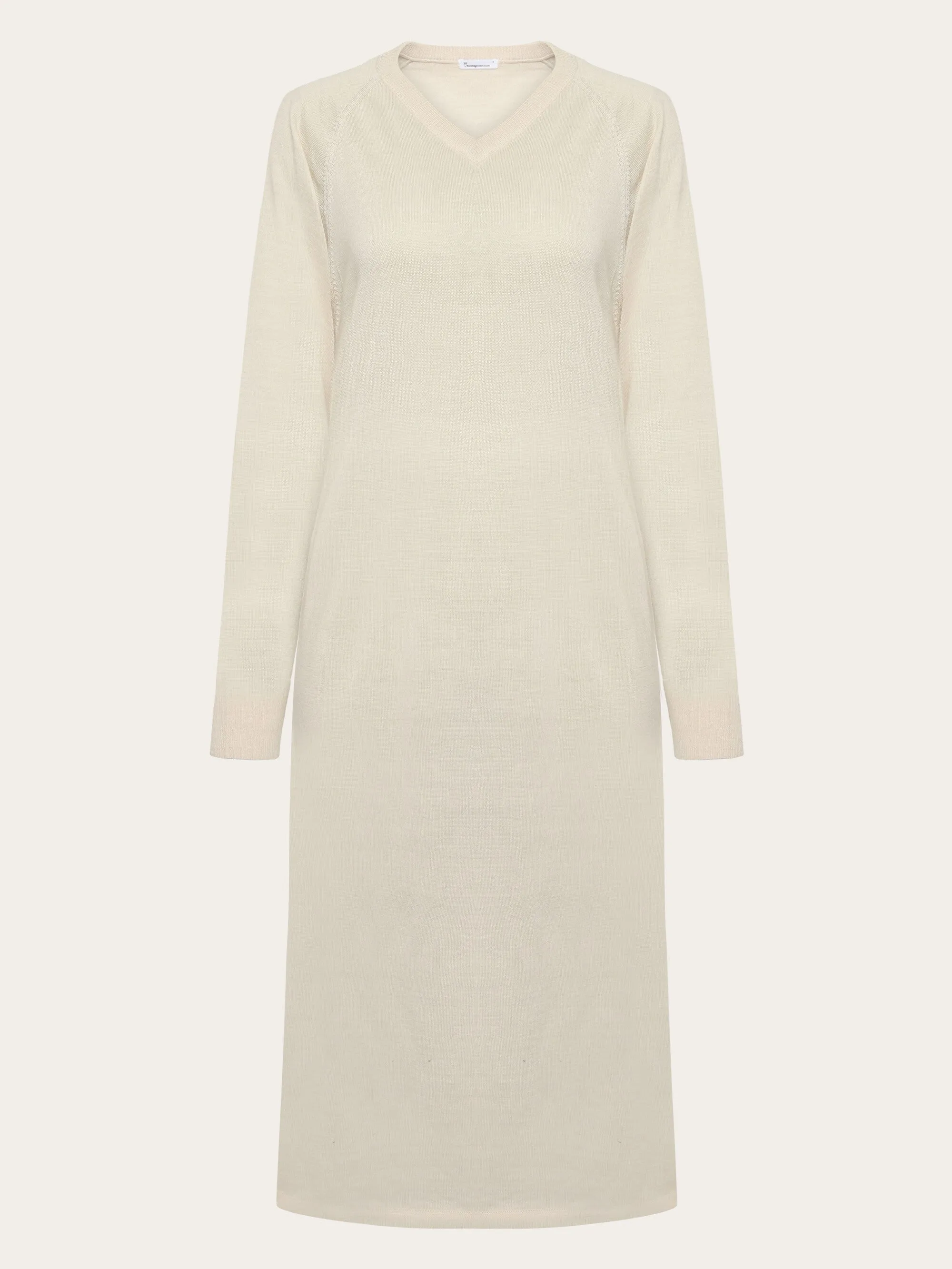 Merino mid length v-neck dress - RWS - Kelp