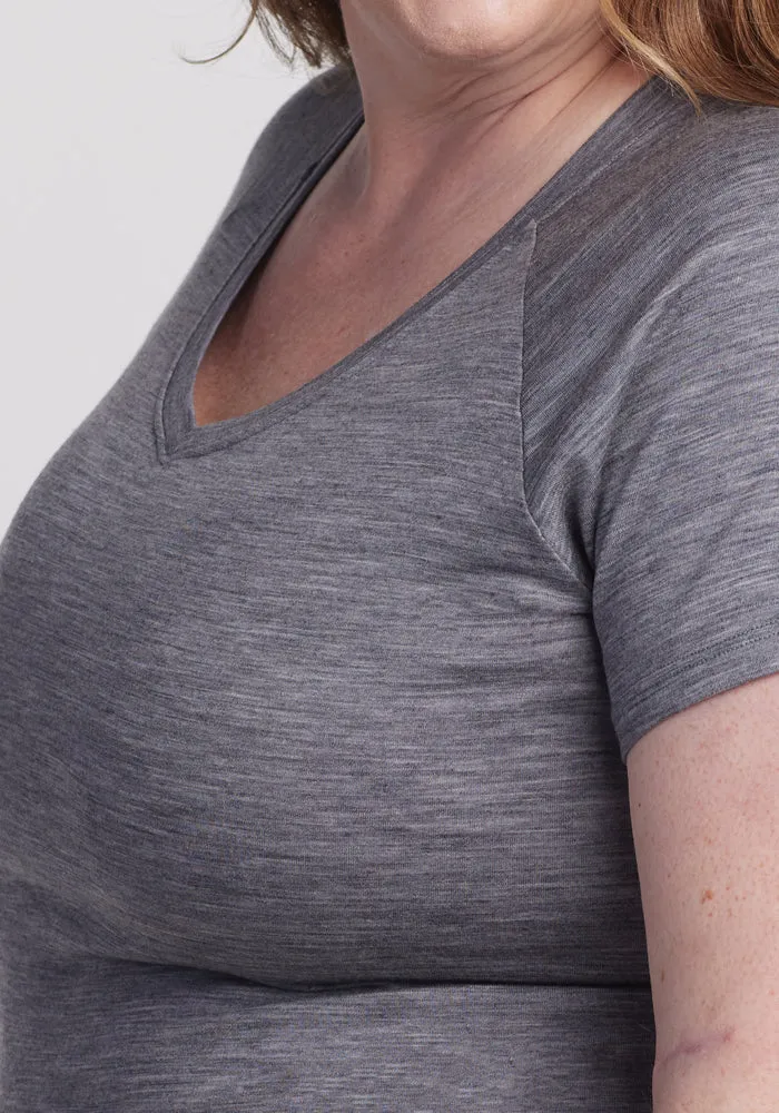 Mia V Neck - Graphite Heather