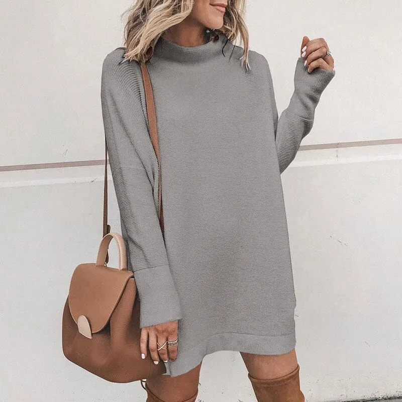 Mid Collar Sweater Dress