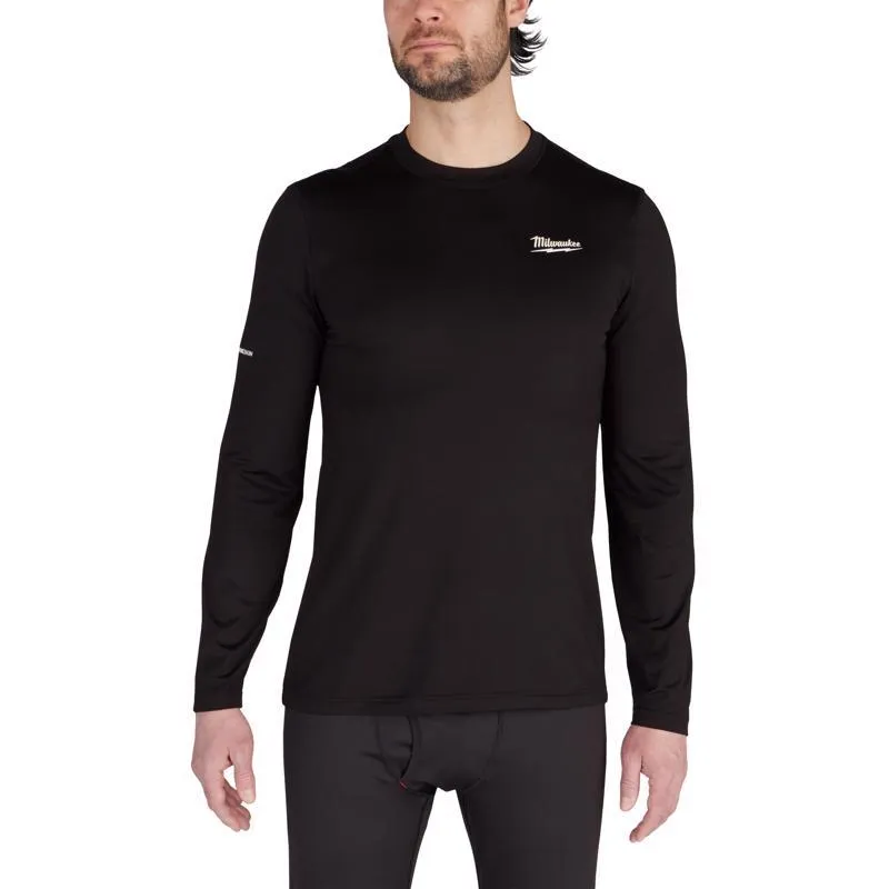 Milwaukee Workskin XXL Long Sleeve Men's Crew Neck Black Midweight Base Layer Tee Shirt