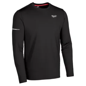 Milwaukee Workskin XXL Long Sleeve Men's Crew Neck Black Midweight Base Layer Tee Shirt