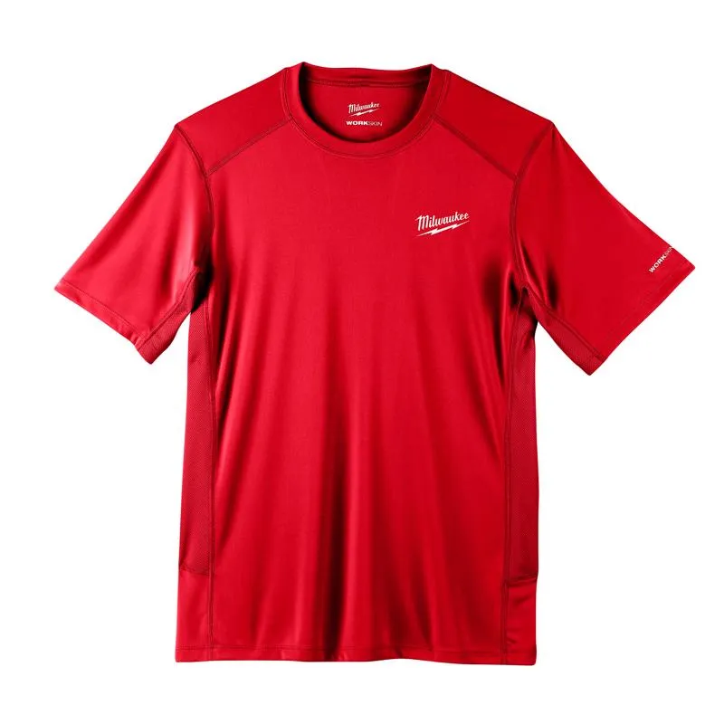 Milwaukee Workskin XXL Short Sleeve Men's Crew Neck Red Lightweight Performance Tee Shirt