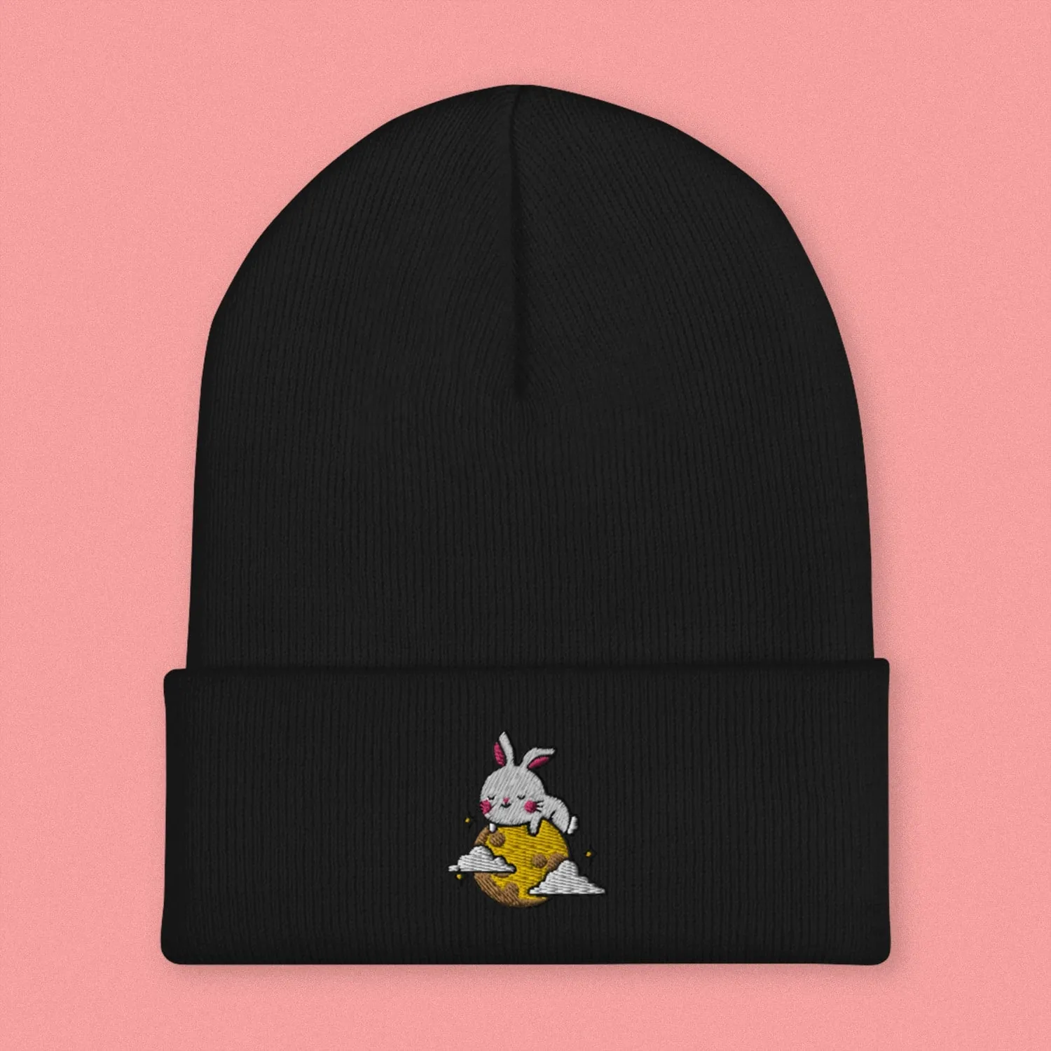 Moon Rabbit Embroidered Beanie