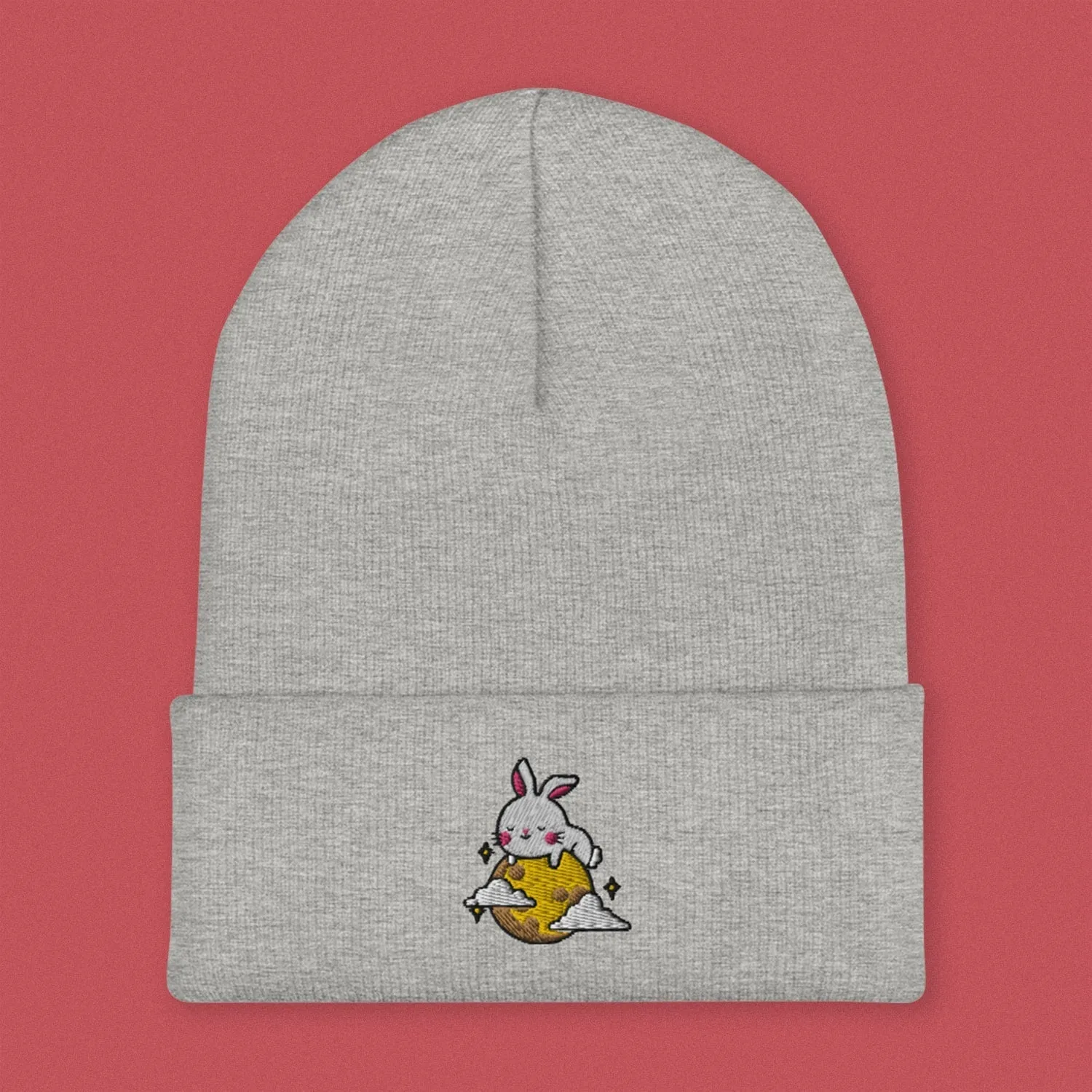 Moon Rabbit Embroidered Beanie