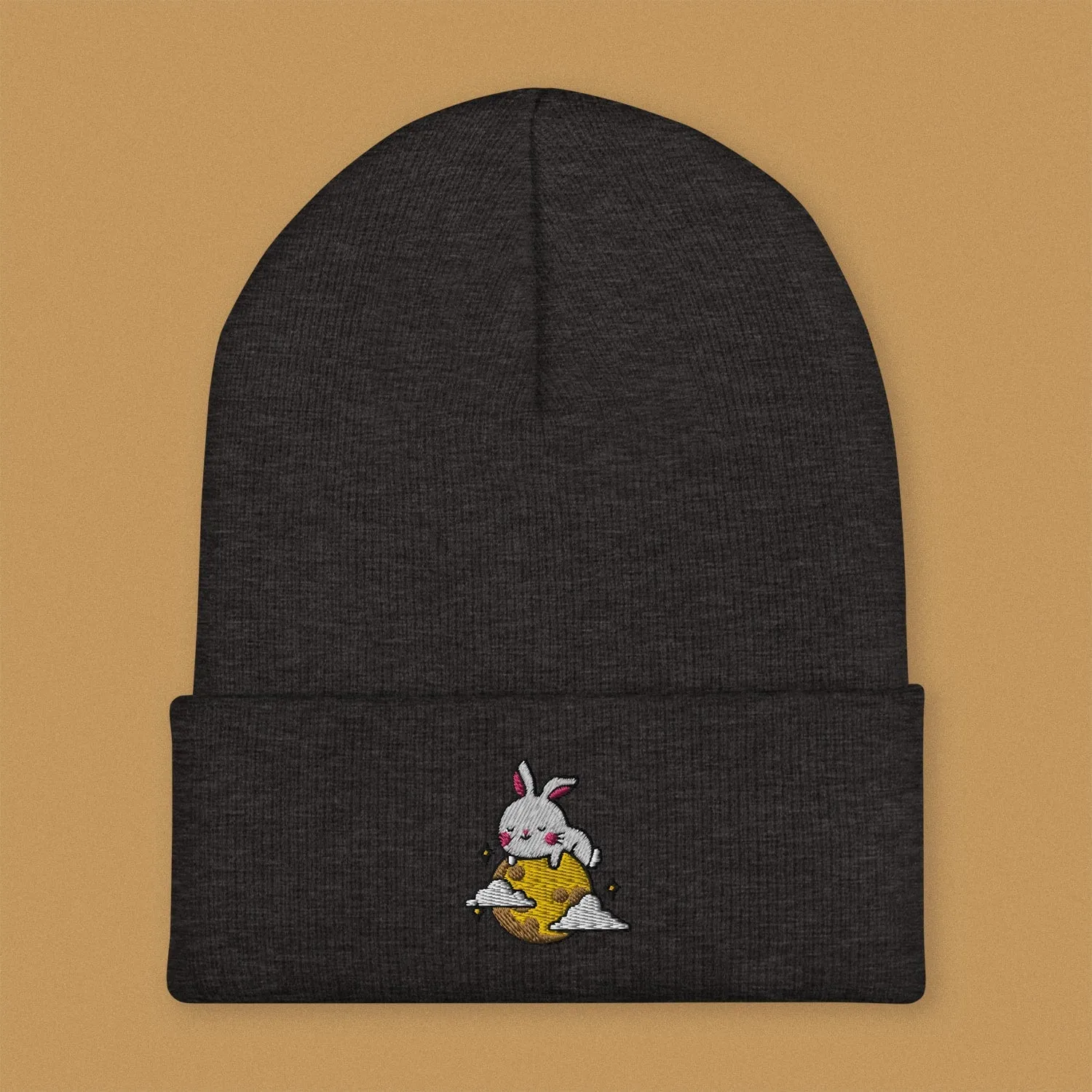 Moon Rabbit Embroidered Beanie