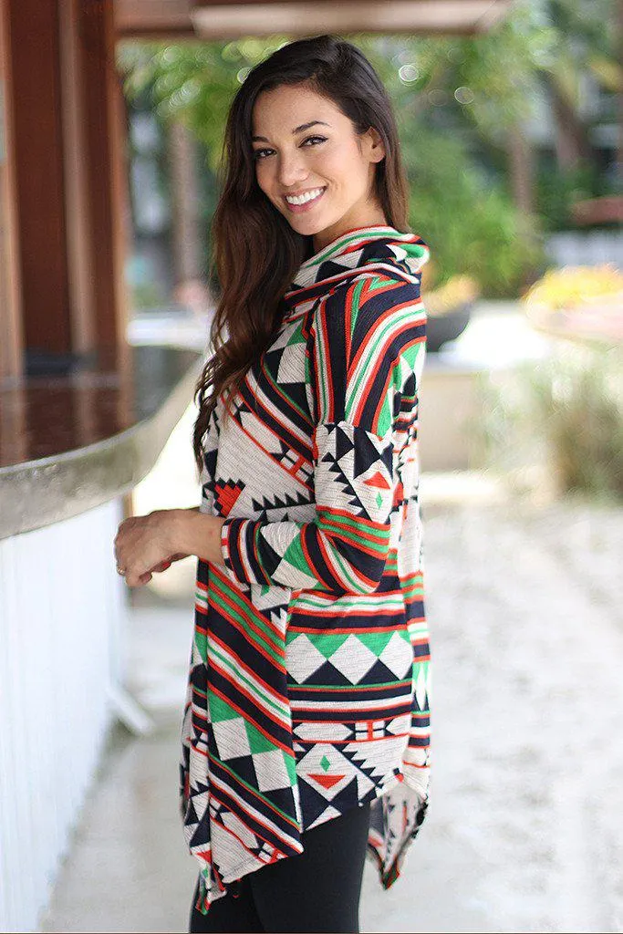 Multicolor Printed Asymmetrical Tunic