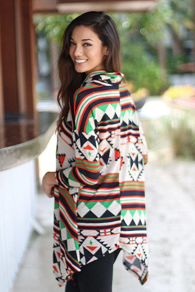 Multicolor Printed Asymmetrical Tunic