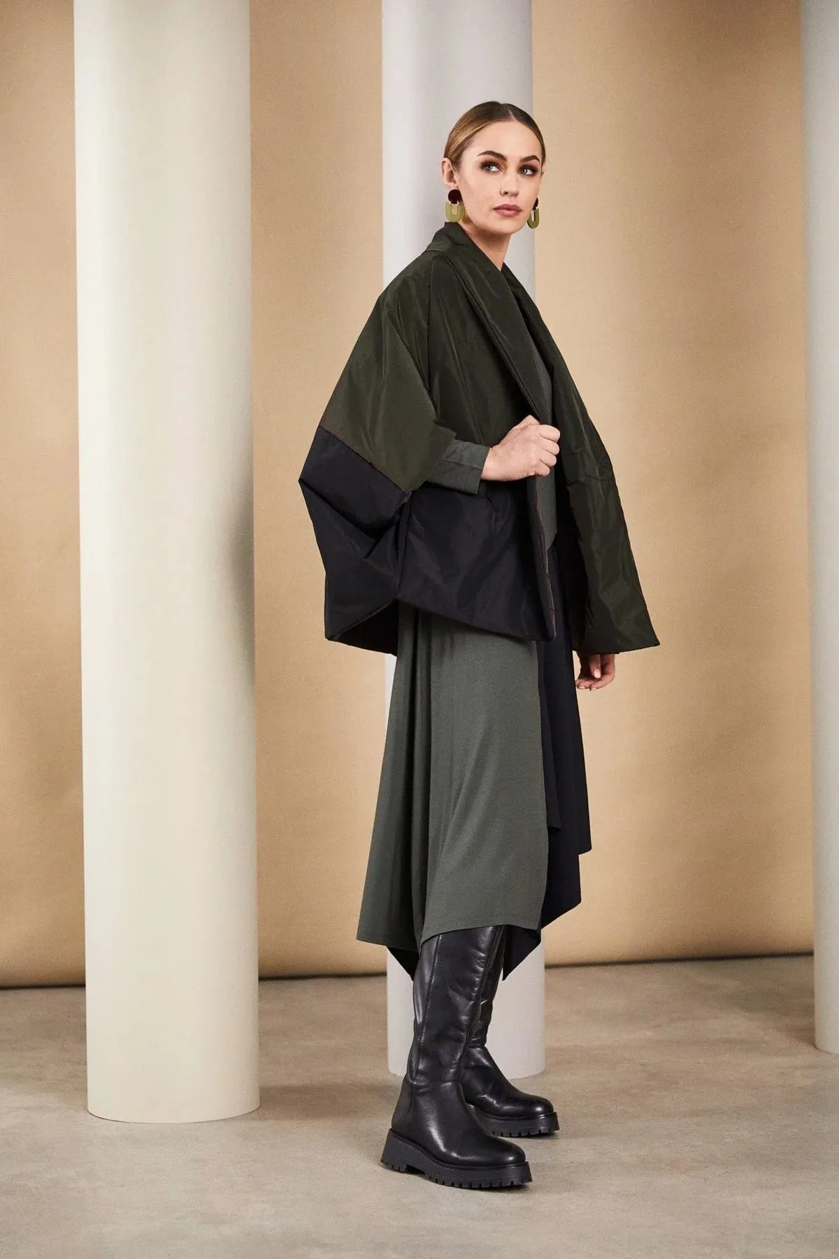 Naya Batwing Green/Black Poncho Jacket