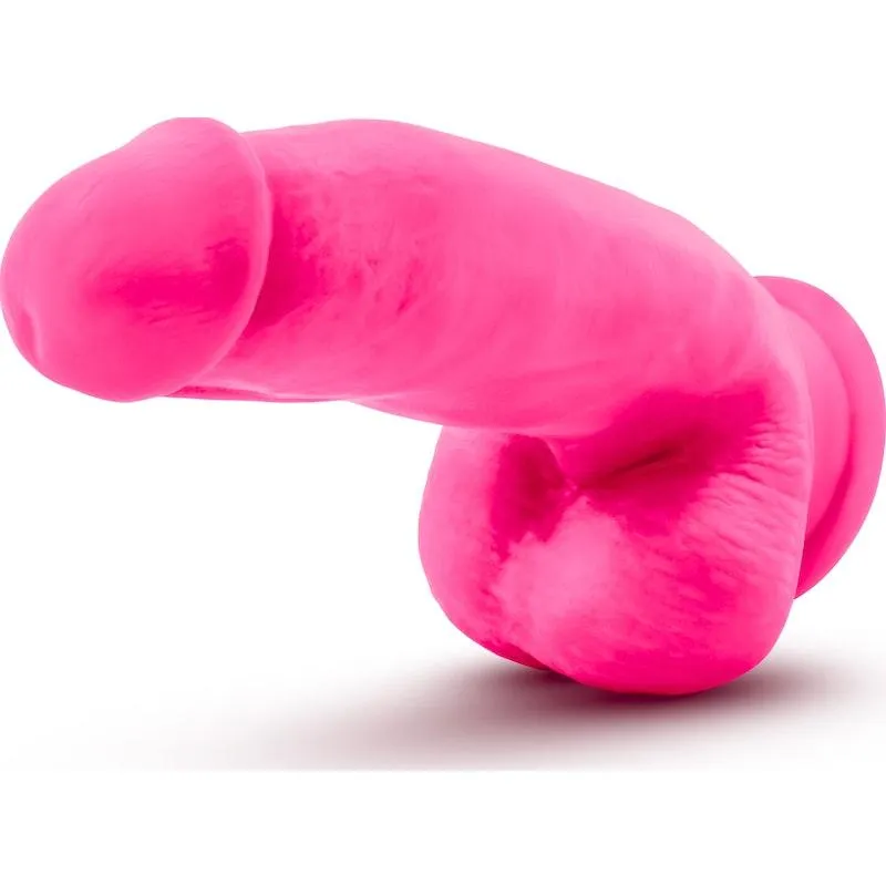 Neo Elite 7in Silicone Dual Density Cock with Balls Neon Pink