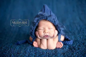 Newborn Fluffy Bonnet Hat in Blue