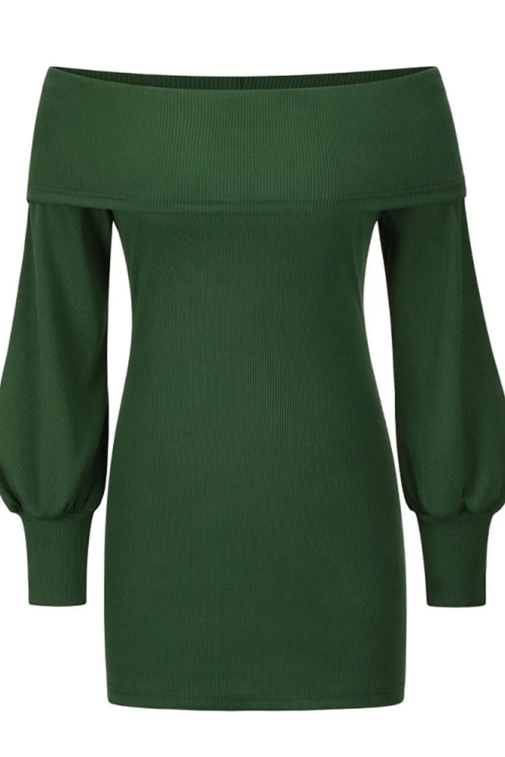 Off-The-Shoulder Lantern Sleeve Sheath Knit Dress