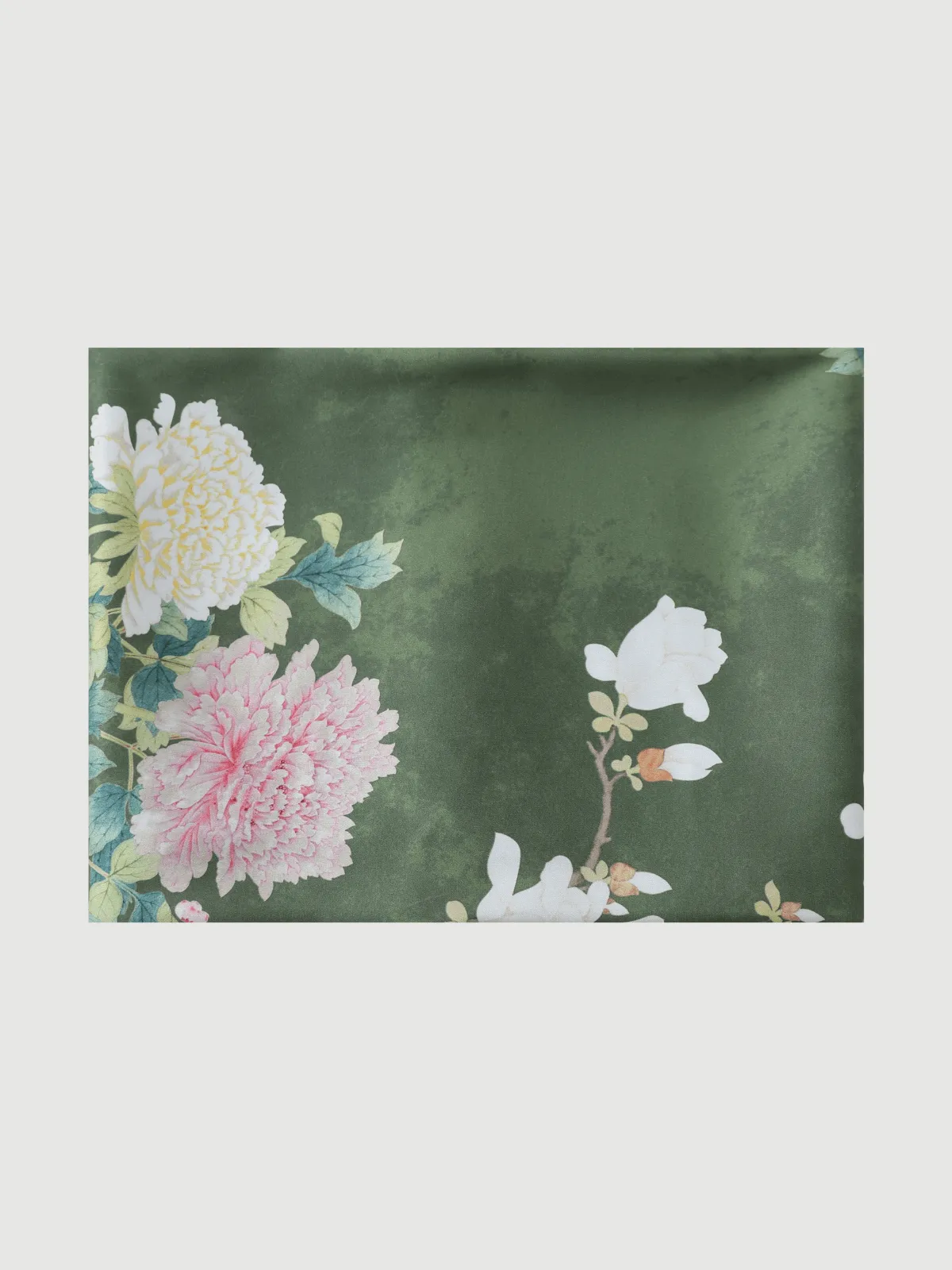 Olive Charmeuse Floral Square Scarf