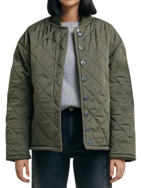 Olive Green Quilted Stylish Jacket For Women