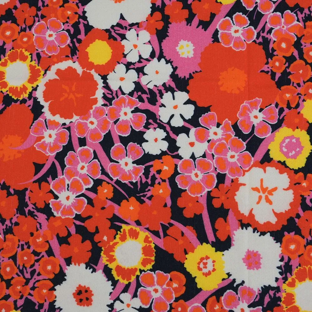 Orange Red Floral Print 2047