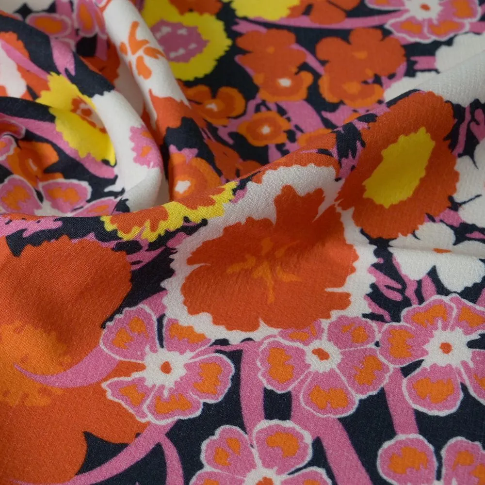 Orange Red Floral Print 2047