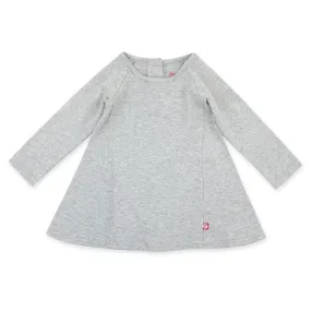 Organic Cotton Long Sleeve Trapeze Dress - Heather Gray