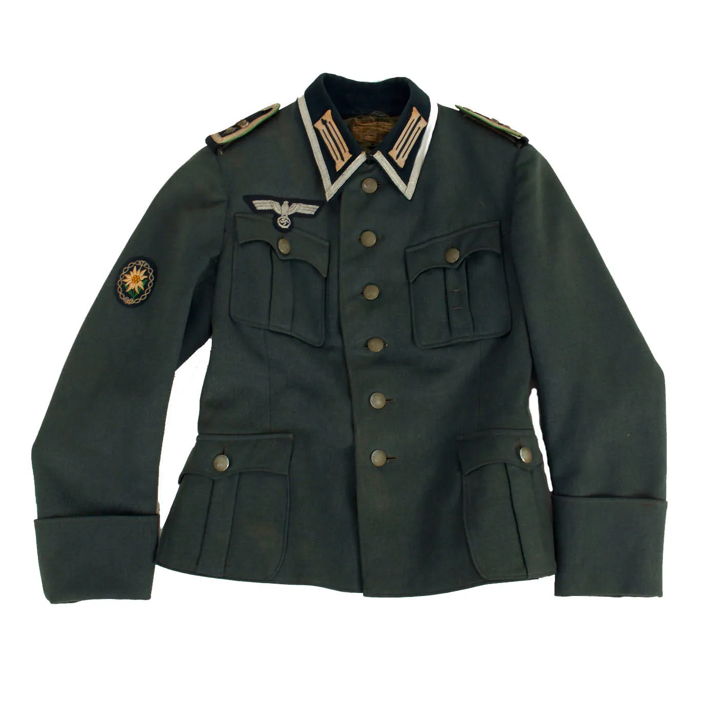 Original German WWII 100th Mountain Trooper Regiment Named Feldwebel's Early M-36 Tunic - Gebirgsjäger