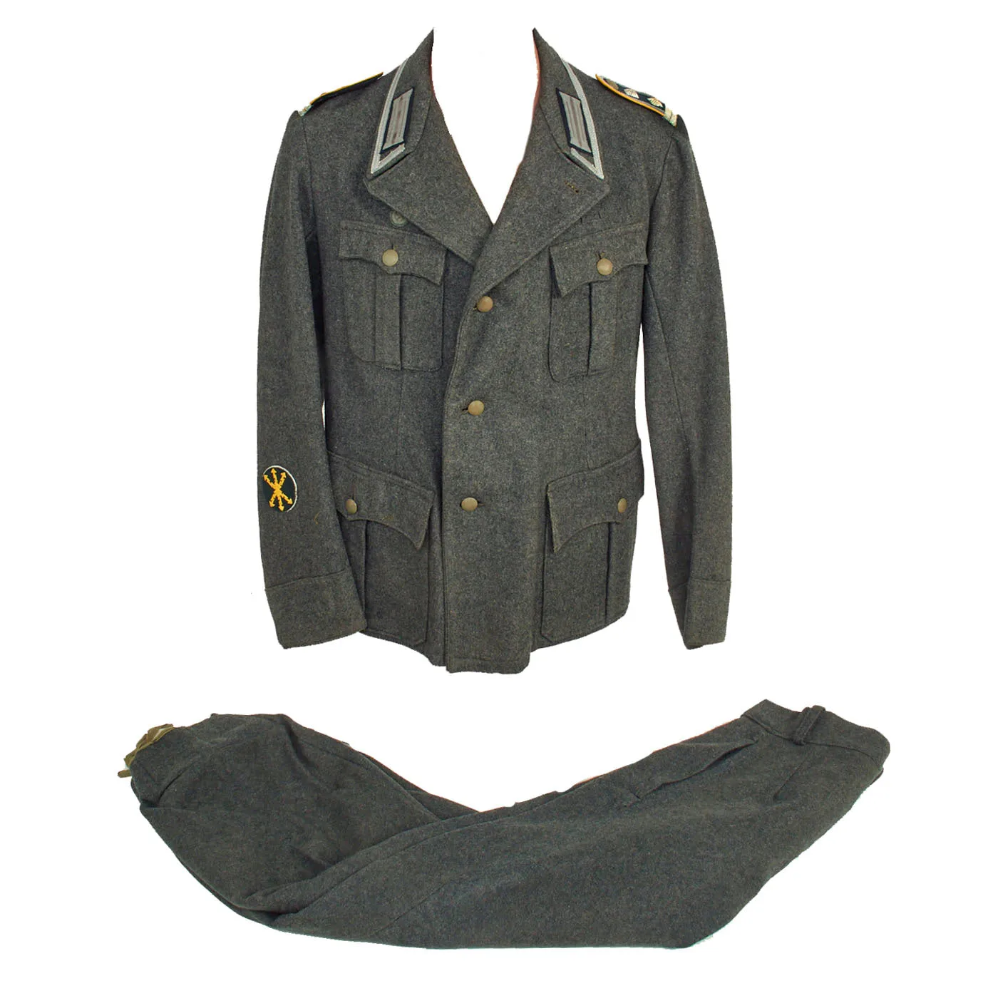 Original German WWII Italian-made Heer Cavalry Fahnenjunker-Oberwachtmeister Radioman Uniform Tunic & Trousers