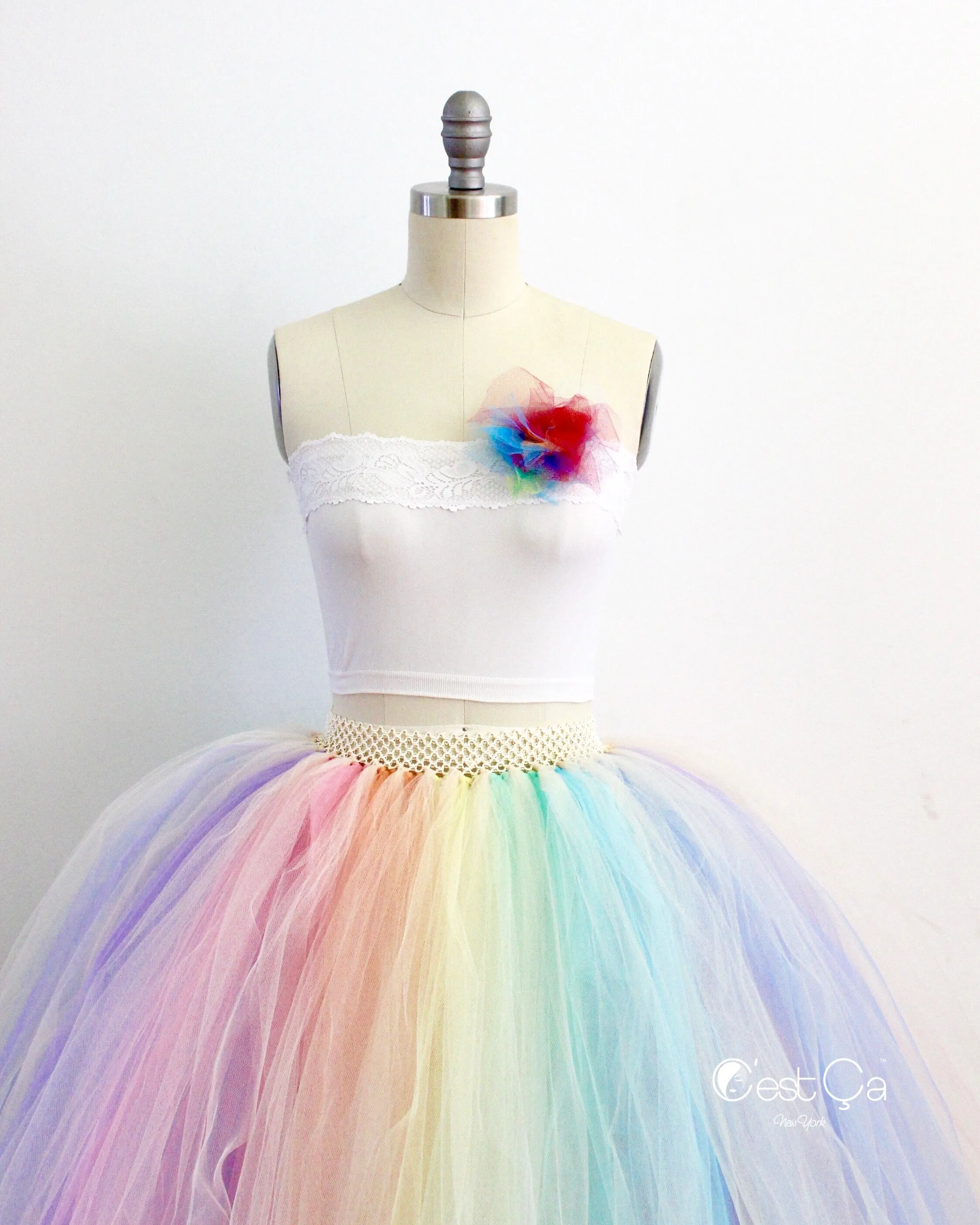 Pastel Rainbow Maxi Tulle Skirt